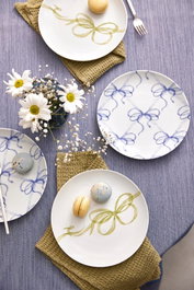 Hermia Juego de Servir Pasteles de Porcelana Azul - 4 Piezas